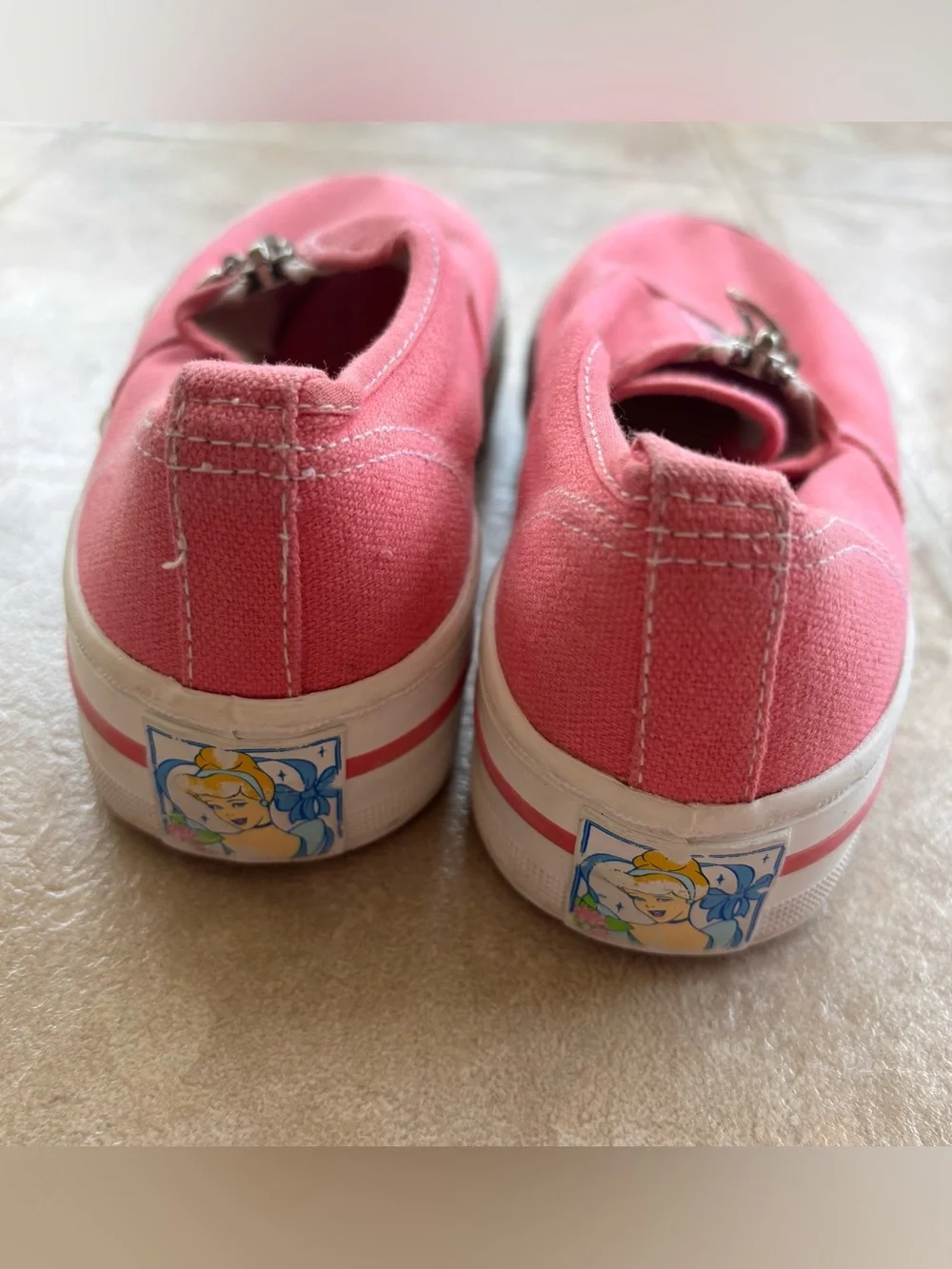 Disney Kids Hot Pink Zip-Front Canvas Sneakers with Heart Pulls